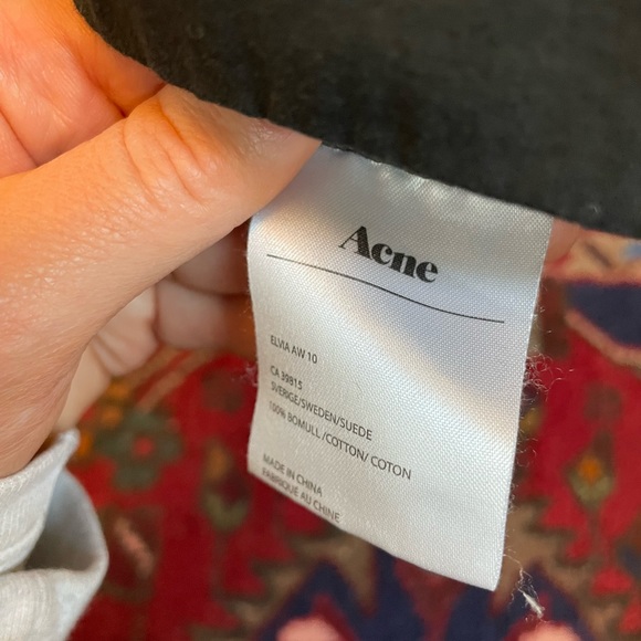 ACNE collarless button down top, black with cotton stretch sleeve. Size XS/S - Picture 6 of 6